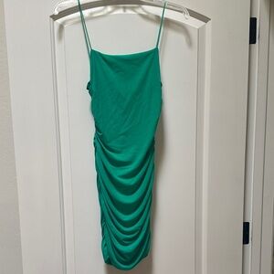Hello Molly Kelly Green Ruched Mini Dress